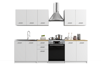 Zestaw mebli kuchennych CUCINA 38 - Biały mat/ blat Dąb Sonoma - 200 cm