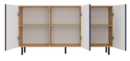 Komoda z ryflowanymi frontami ORON 3D SLIM 150cm - Dąb Artisan/Granatowy