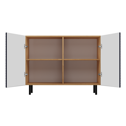 Komoda z ryflowanymi frontami ORON SLIM - Dąb Artisan/Granatowy