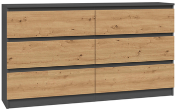Komoda MALWIN S6 140CM - Antracyt / Dąb Artisan