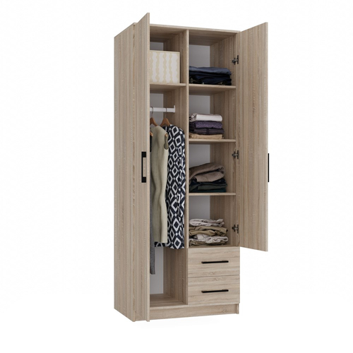 Szafa garderoba z lustrem KLAMBI 80CM - Dąb Sonoma