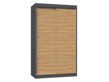 Szafa Przesuwna Dwudrzwiowa ze Szprosami GAIKO 2S 120CM - Antracyt/ Dąb Artisan