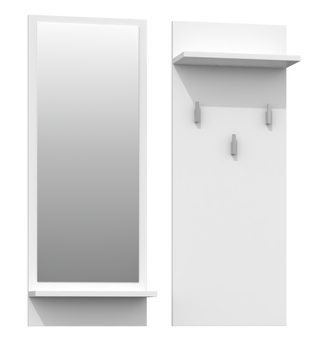 Wieszak z lustrem IVARO - Biel Mat