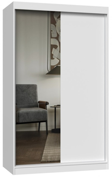 Szafa Przesuwna Dwudrzwiowa z Lustrem GAIKO 1L 120CM - Biel