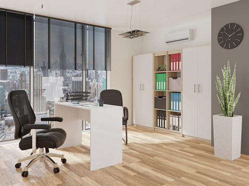 Regał biurowy szafa MILA - Biel/Dąb Sonoma