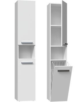 Szafka łazienkowa słupek ATRI 1D1K - Biel Mat