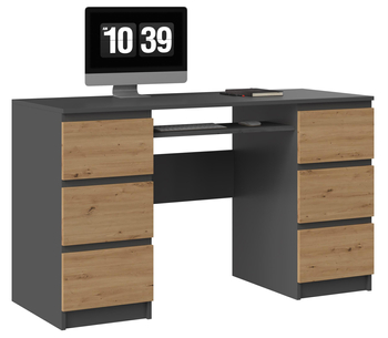 Biurko komputerowe ABBA - Antracyt / Dąb Artisan