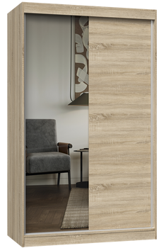 Szafa Przesuwna Dwudrzwiowa z Lustrem GAIKO 1L 120CM - Dąb Sonoma