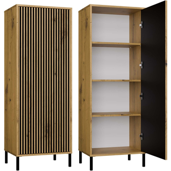 Witryna z lamelami 53cm MISEL 1L - Dąb Artisan/Czarny