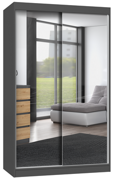 Szafa Przesuwna Dwudrzwiowa z Lustrami GAIKO 120CM - Antracyt/ Dąb Artisan